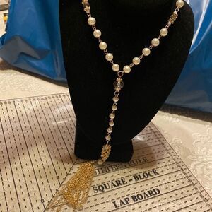 Tassel Pearl & Crystal Necklace